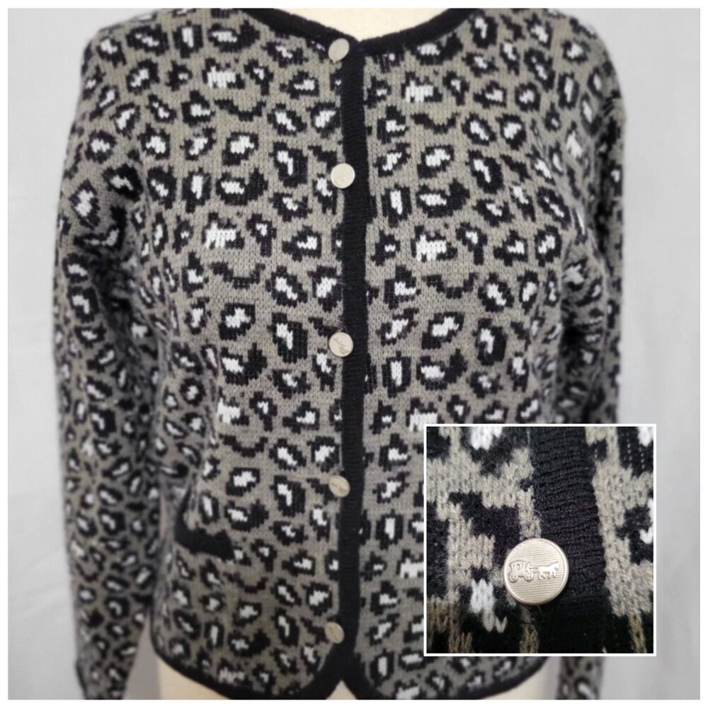 Vintage Womens Sweater Small Button Down Chunky With Pockets Coach Inspired